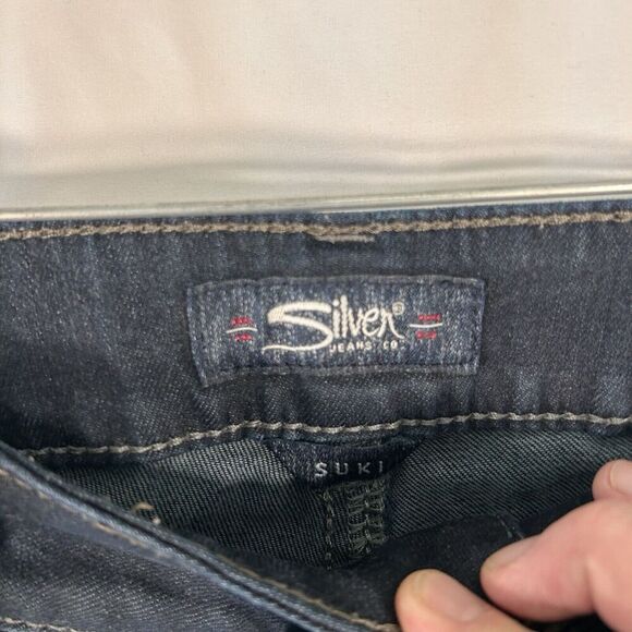 Silver Jeans Women's 31x26 Dark Wash Blue Denim Super Stretch Cotton Blend Mid R - Picture 5 of 11